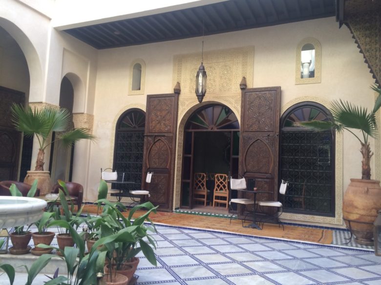 The riad in the Marrakech medina. It was beautiful and although there was a little bit of an issue finding our booking, they gave us tea and croissants and that pretty much solves any problem for me.